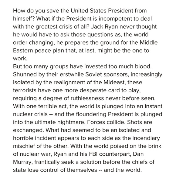 🍭 3/$10 Tom Clancy: The Sum of All Fears- Jack Ryan #6 - Picture 4 of 4